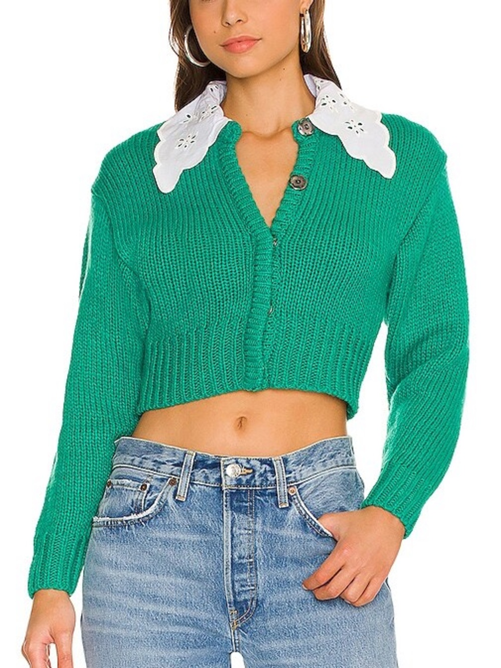 For Love & Lemons Stacy Cardigan in Green